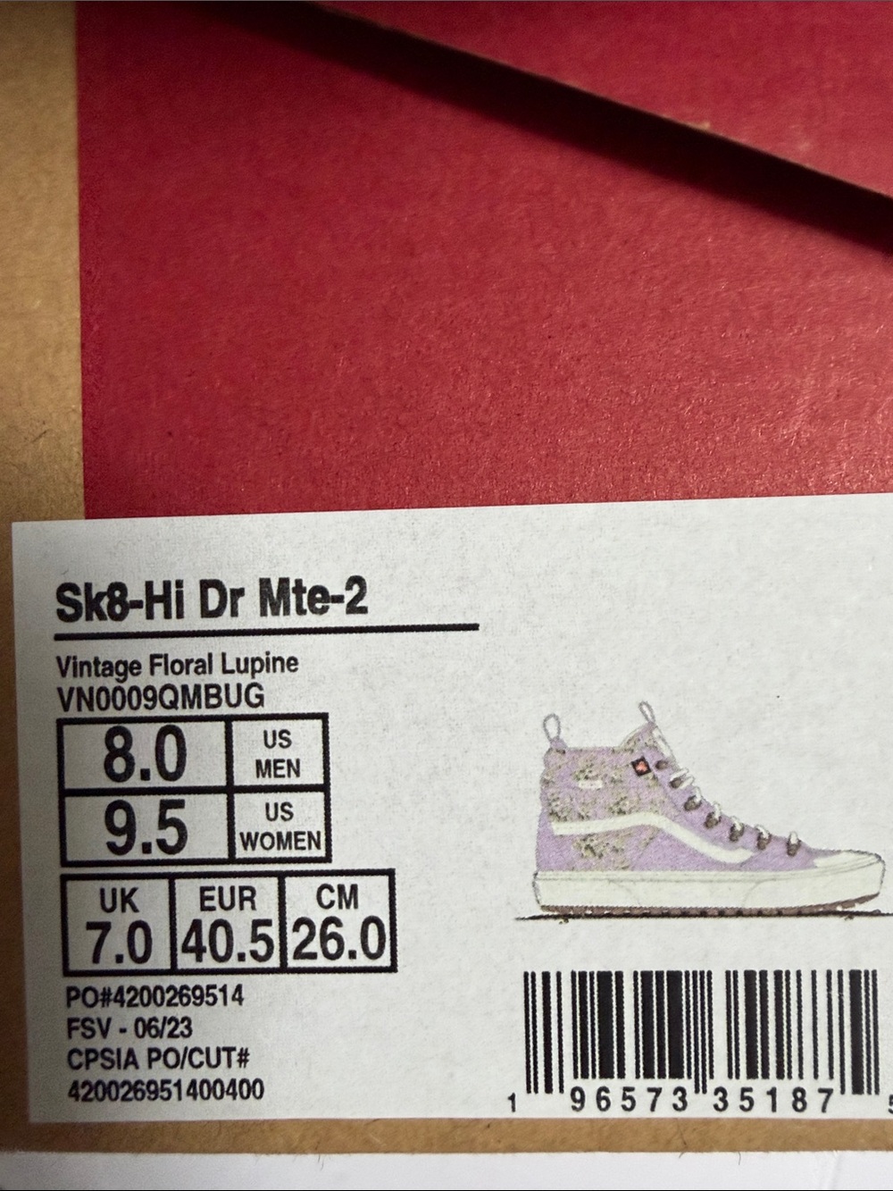 NEW Vans SK8-Hi Dr Mte-2 Vintage Floral Lupine Men 8 Women 9.5 NIB - Picture 11 of 13